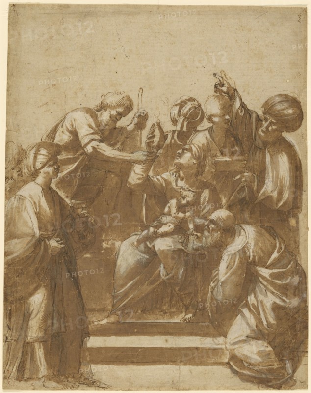 Adoration of the Magi; Attributed to Jusepe de Ribera, Spanish , Italian, 1591 - 1652, Spain; about 1620; Pen and brown ink
