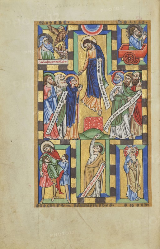 The Ascension; Hildesheim, Germany; probably 1170s; Tempera colors, gold leaf, silver leaf, and ink on parchment; Leaf