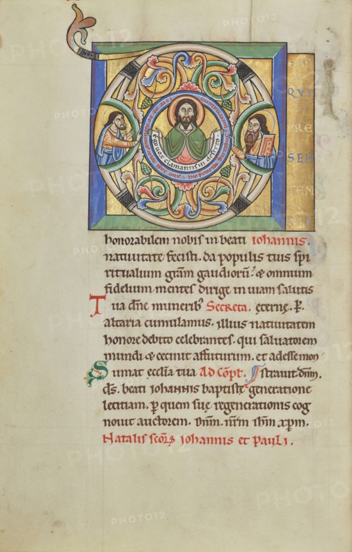 Initial D: John the Baptist; Hildesheim, Germany; probably 1170s; Tempera colors, gold leaf, silver leaf, and ink on parchment