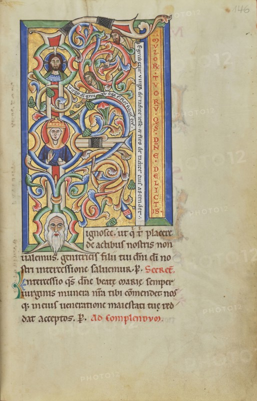 Initial F: The Tree of Jesse; Hildesheim, Germany; probably 1170s; Tempera colors, gold leaf, silver leaf, and ink on parchment