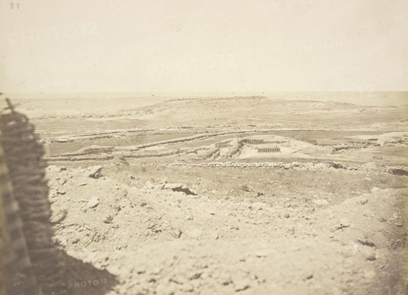 View of the English Trenches with the Malakoff in the Distance; James Robertson, English, 1813 - 1888, Attributed to Felice