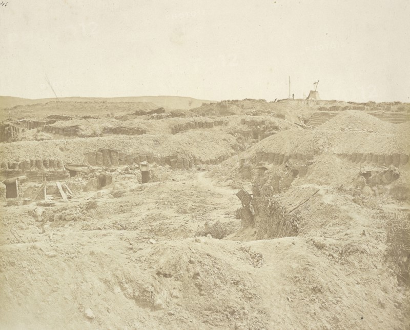 Corner of the Malakoff Battery. The Mamelon Vert in the Distance; James Robertson, English, 1813 - 1888, Attributed to Felice