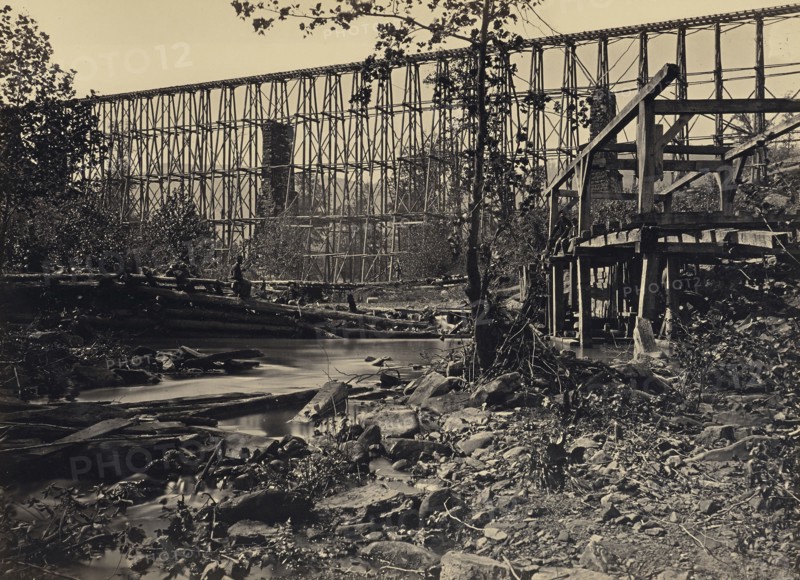 Trestle Bridge at Whiteside; George N. Barnard, American, 1819 - 1902, New York, United States; negative about 1865; print 1866