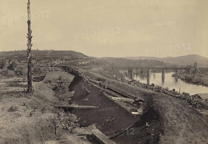 Defenses of the Etawah Bridge; George N. Barnard, American, 1819 - 1902, New York, United States; negative about 1865; print