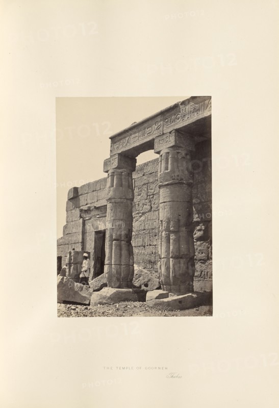 The Temple of Goorneh, Thebes; Francis Frith, English, 1822 - 1898, Thebes, Egypt; about 1857; Albumen silver print