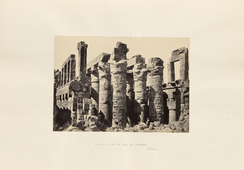 Exterior of the Hall of Columns, Karnac; Francis Frith, English, 1822 - 1898, Luxor, Egypt; 1857; Albumen silver print