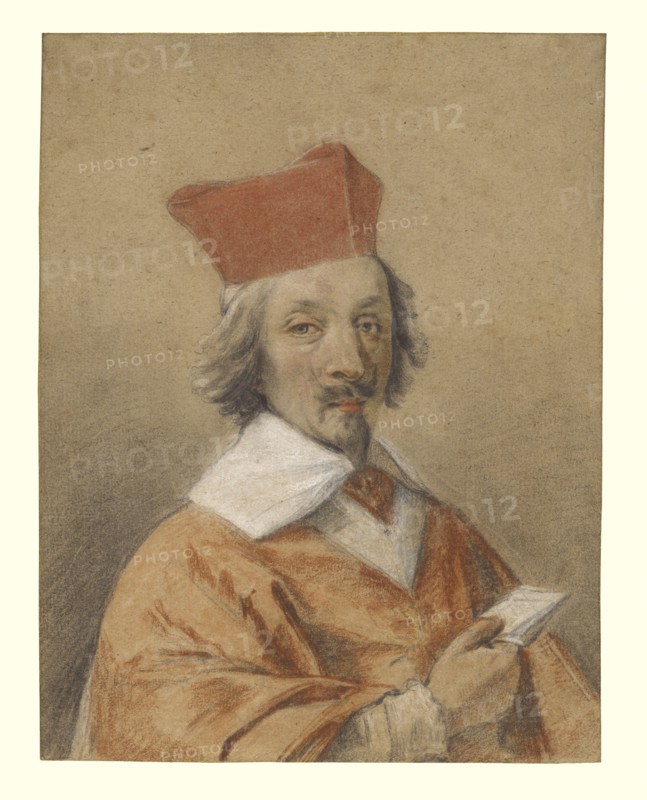 Portrait of Armand-Jean du Plessis, Cardinal de Richelieu; Simon Vouet, French, 1590 - 1649, France; about 1632 - 1634; Black