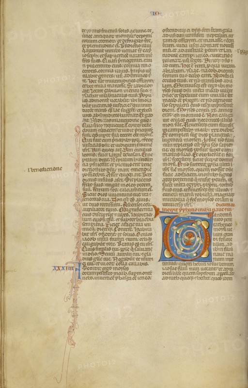 Decorated Initial T; Bologna, Emilia-Romagna, Italy; about 1280 - 1290; Tempera colors, gold leaf, and ink on parchment