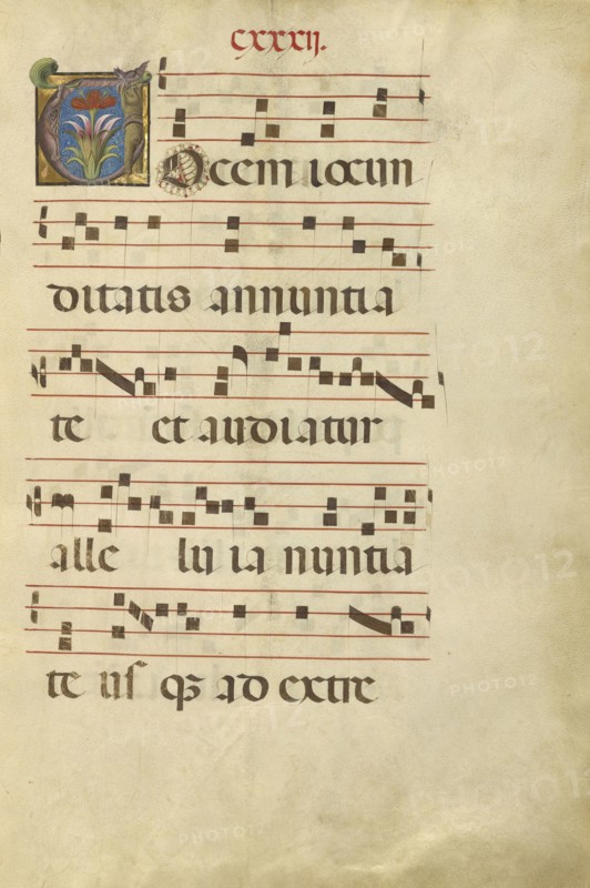 Decorated Initial V; Northern Italy, Italy; about 1460 - 1480; Tempera colors and gold leaf on parchment; Leaf: 60.3 x 44 cm
