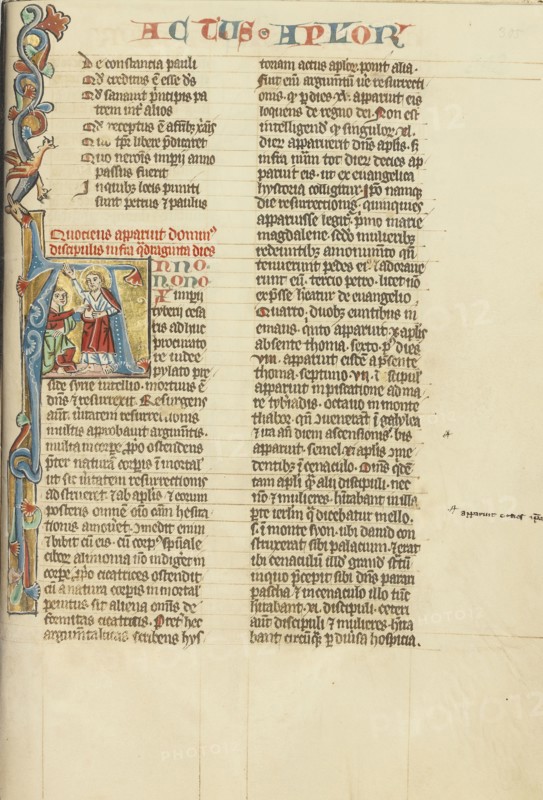 Initial A: Doubting Thomas; Austria; about 1300; Tempera colors and gold leaf on parchment; Leaf: 34.3 x 24.3 cm