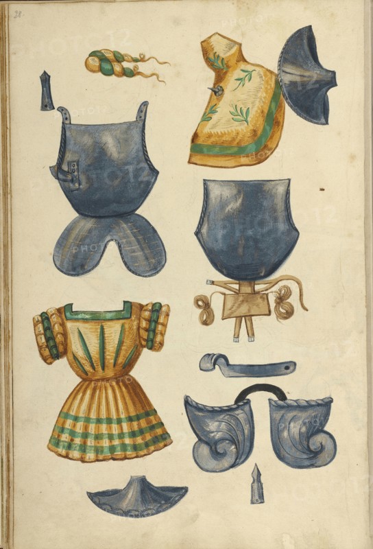 Tournament Armor; Augsburg, probably, Germany; about 1560 - 1570; Tempera colors and gold and silver paint on paper bound