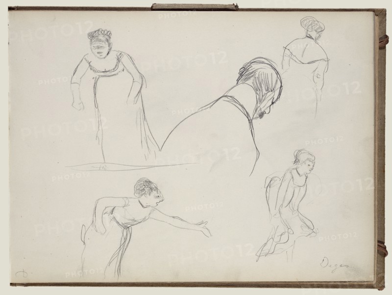 Five Rapid Sketches; Edgar Degas, French, 1834 - 1917, about 1877; Graphite