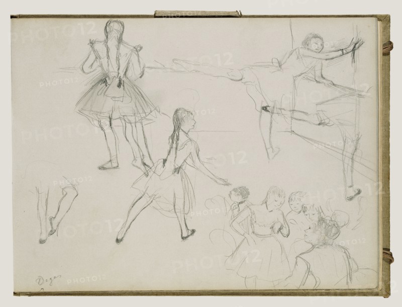 Ballet Dancers Rehearsing; Edgar Degas, French, 1834 - 1917, about 1877; Graphite
