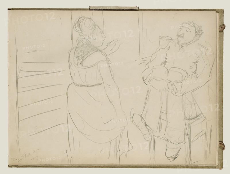 Brothel Scene; Edgar Degas, French, 1834 - 1917, about 1877; Graphite
