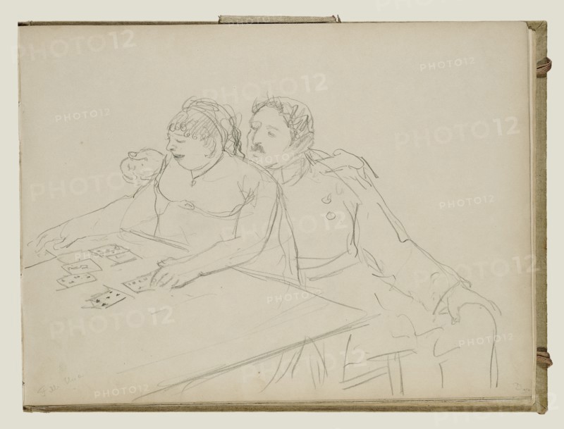 Brothel Scene; Edgar Degas, French, 1834 - 1917, about 1877; Graphite