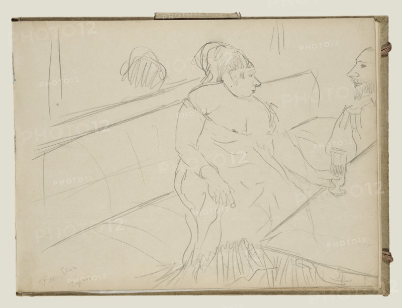 Brothel Scene; Edgar Degas, French, 1834 - 1917, about 1877; Graphite