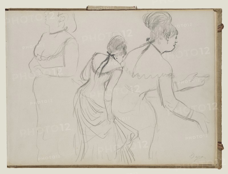 Sketches of a Café Singer; Edgar Degas, French, 1834 - 1917, about 1877; Graphite