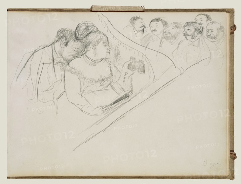 Opera Boxes; Edgar Degas, French, 1834 - 1917, about 1877; Graphite
