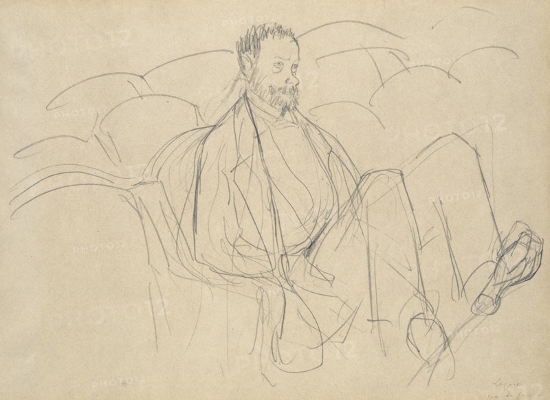 Ludovic Lepic at the Theatre; Edgar Degas, French, 1834 - 1917, about 1877; Graphite