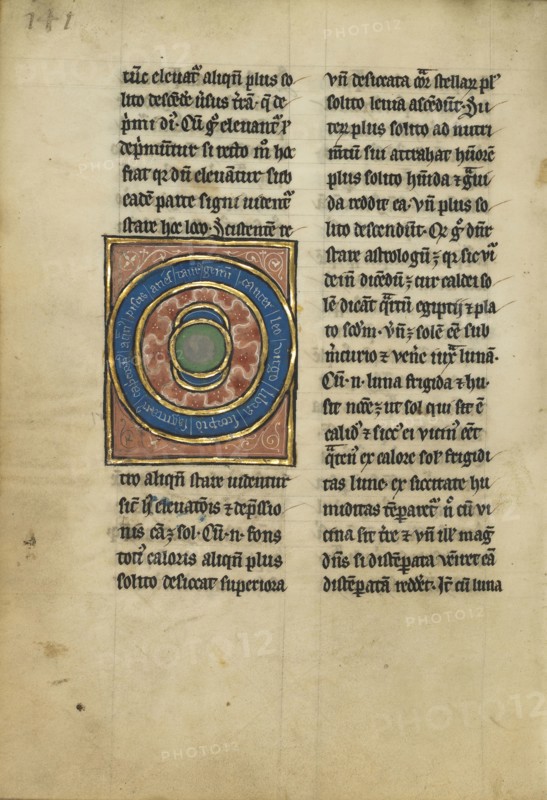 Diagram of the Zodiac; Thérouanne ?, France, formerly Flanders, fourth quarter of 13th century, after 1277, Tempera colors