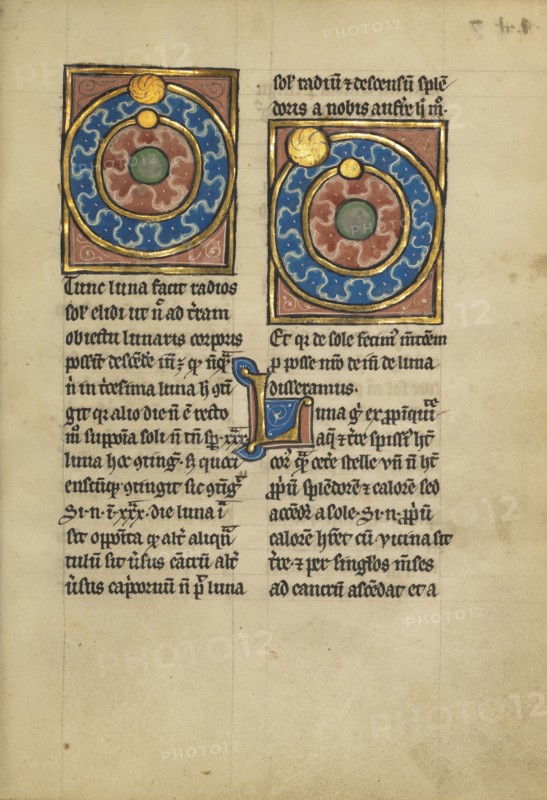 Two Diagrams Showing the Orbits of the Sun and the Moon; Thérouanne ?, France, formerly Flanders, fourth quarter of 13th