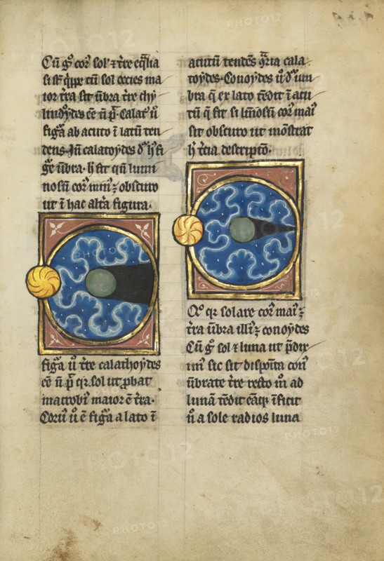 Two Diagrams with the Sun and the Moon; Thérouanne ?, France, formerly Flanders, fourth quarter of 13th century after 1277