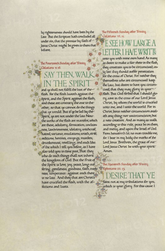 Decorated Text Page; Madelyn Walker, English, active 1930s, England; about 1930; Gold leaf, tempera colors, and pen and black