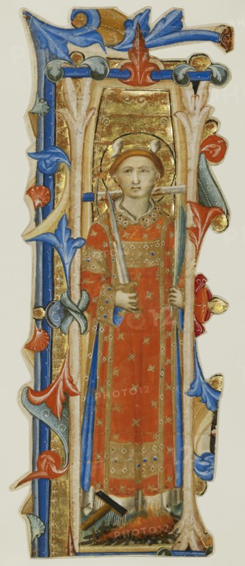 Initial I: A Martyr Saint; Lippo Vanni, Italian, active about 1340 - about 1375, Siena, Tuscany, Italy; third quarter of 14th