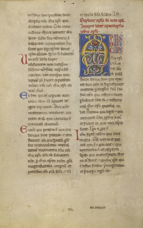 Decorated Initial A; Sicily, probably, Italy; late 12th century; Tempera colors, gold leaf, and ink on parchment