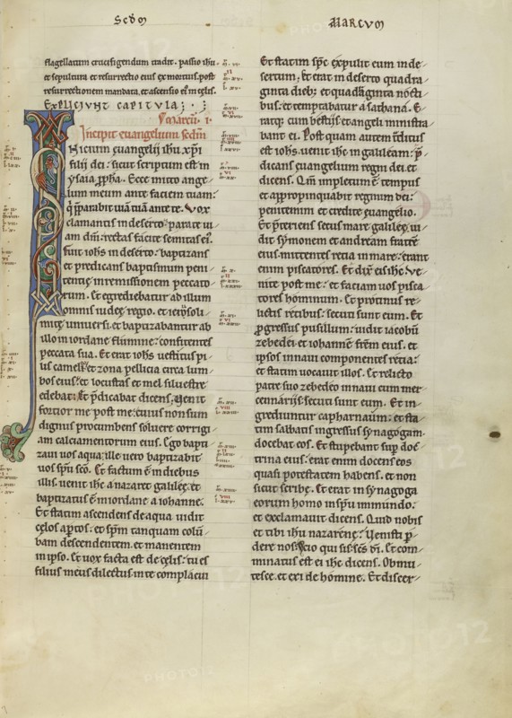 Decorated Initial I; Pontigny, probably, France; about 1170; Pen and black ink, tempera, and gold leaf on parchment