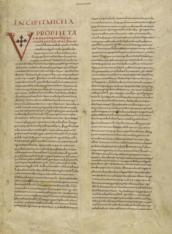 Decorated Initial V; Tours, France; about 845; Iron gall ink on parchment; Leaf: 47 x 33.7 cm, 18 1,2 x 13 1,4 in