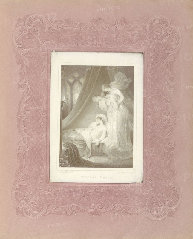 Sister's Dream; Henry Corbould, Samuel Davenport, British, England; 1843 - 1845; Engraving, in brown ink, 9.7 x 6.9 cm