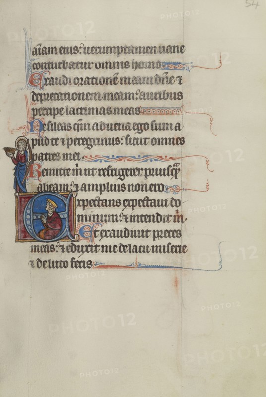 Initial E: Christ Holding a Crown and David; Bute Master, Franco-Flemish, active about 1260 - 1290, Paris, written, France