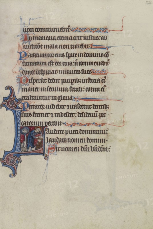 Initial L: Samuel Crowning David; Bute Master, Franco-Flemish, active about 1260 - 1290, Paris, written, France; illumination