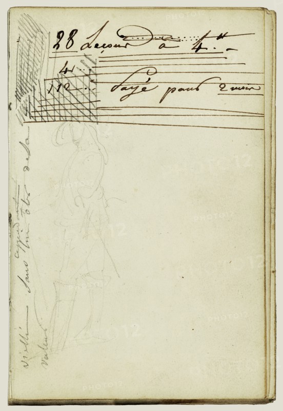 Standing Cavalier, Continuation of Letter; Théodore Géricault, French, 1791 - 1824, 1812 - 1814; Graphite; 15.2 x 10.6 cm
