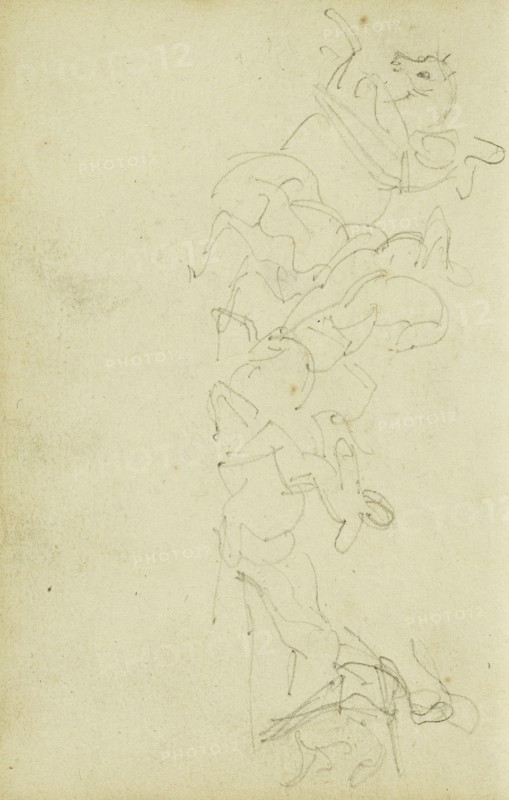 Calvary Skirmish with Four Horsemen; Théodore Géricault, French, 1791 - 1824, 1812 - 1814; Graphite; 15.2 x 10.6 cm