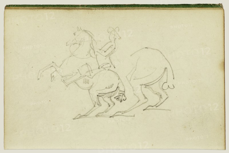 Man on a Rearing Horse, Study of Hind Legs of a Horse; Théodore Géricault, French, 1791 - 1824, 1812 - 1814; Graphite