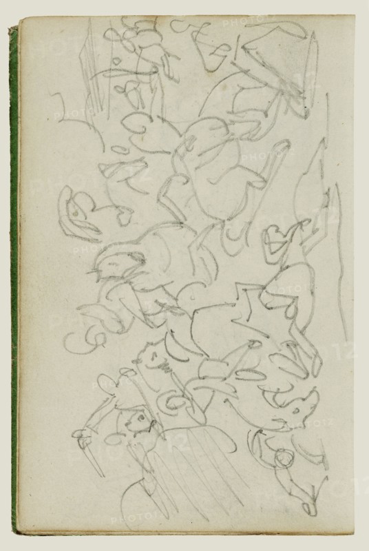 Cavalry Battle; Théodore Géricault, French, 1791 - 1824, 1812 - 1814; Graphite; 15.2 x 10.6 cm, 6 x 4 3,16 in