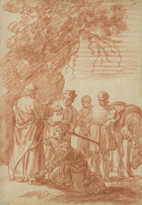 The Prophet Elisha and the Shunammite Woman; Claes Cornelisz. Moeyaert, Dutch, 1591 - 1655, about 1630; Red chalk, brown ink