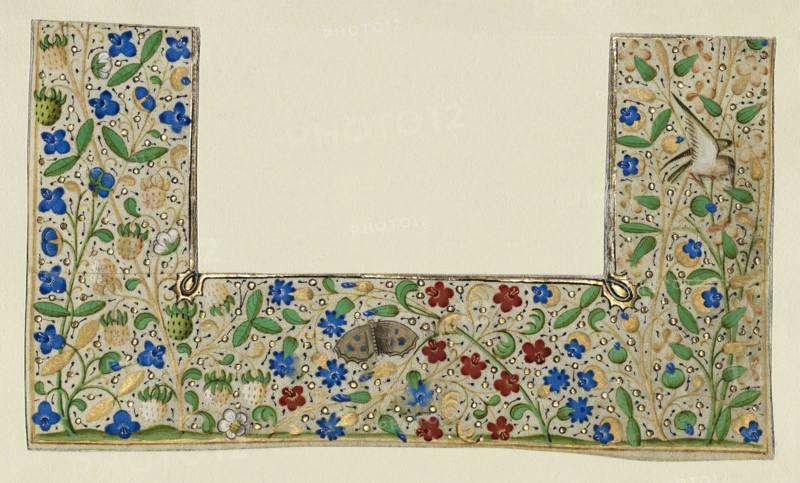 Decorated Border Fragments; Paris, France; about 1460 - 1470; Tempera colors, gold leaf, and gold paint on parchment; Ms. 42