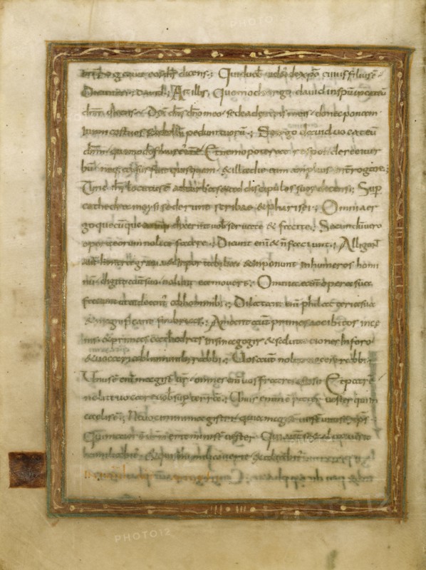 Decorated Text Page; Rhein-Meuse; early 9th century; Tempera colors and gold and silver paint on parchment; Leaf: 24.1 x 18.1 cm