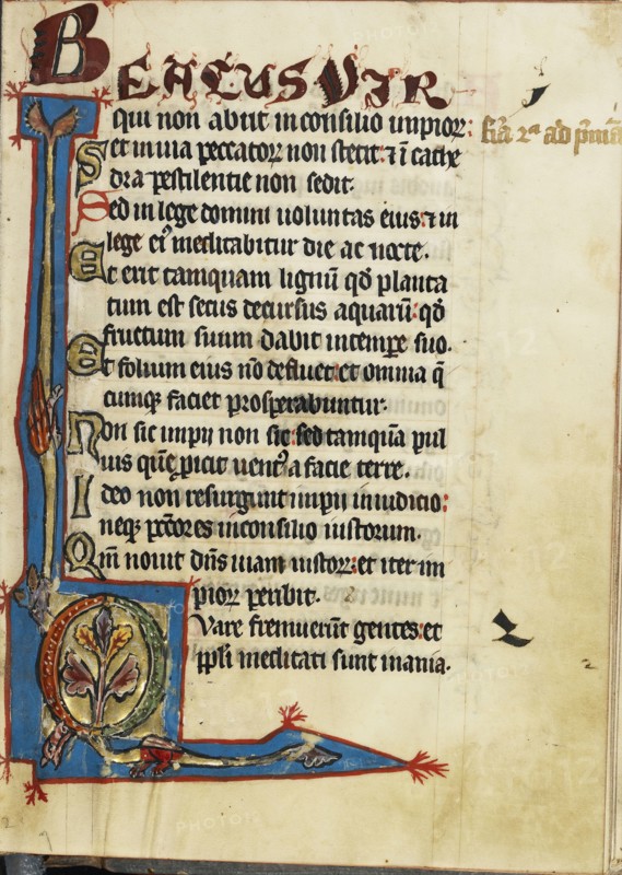 Decorated Initial Q; Engelberg, Switzerland; third quarter of 13th century; Tempera colors and gold leaf on parchment; Leaf