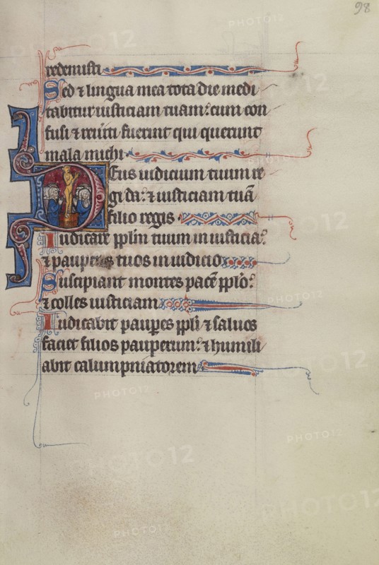 Initial D: People Worshipping a Golden Calf; Bute Master, Franco-Flemish, active about 1260 - 1290, Northeastern illuminated