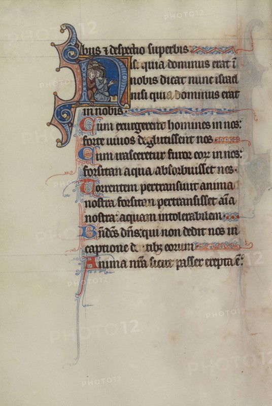 Initial N: Men Seated in a Group; Bute Master, Franco-Flemish, active about 1260 - 1290, Northeastern, illuminated, France