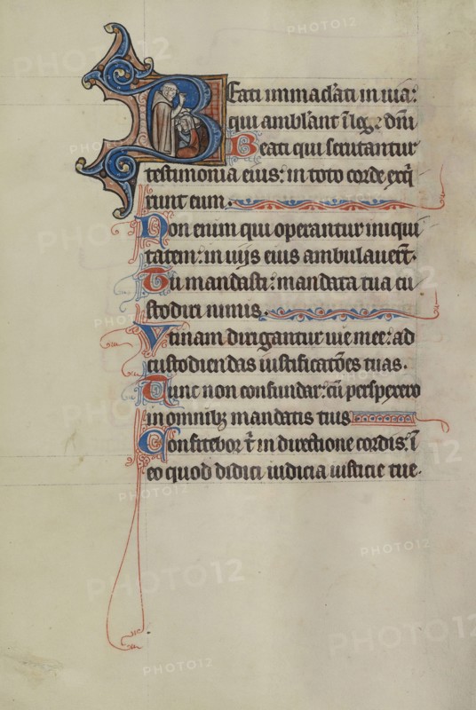 Initial B: A Friar Delivering a Sermon; Bute Master, Franco-Flemish, active about 1260 - 1290, Northeastern, illuminated