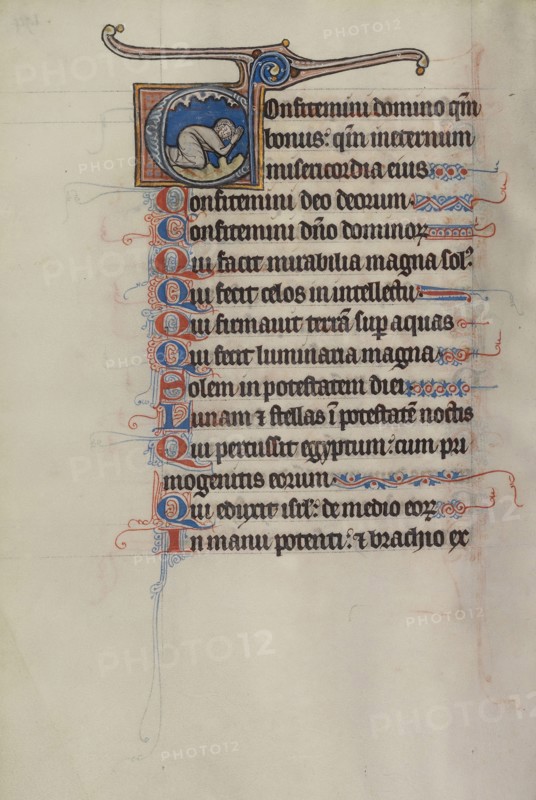 Initial C: A Man Praying; Bute Master, Franco-Flemish, active about 1260 - 1290, Paris, written, France; illumination