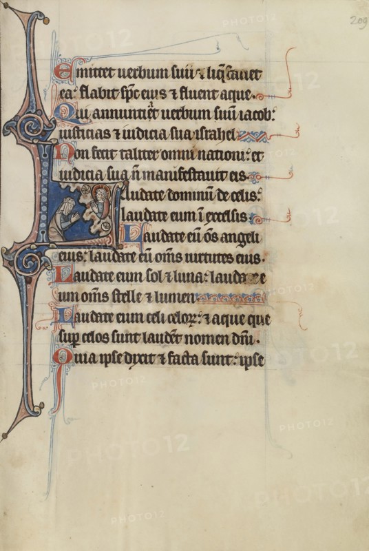 Initial L: A Woman Praying to Christ; Bute Master, Franco-Flemish, active about 1260 - 1290, Northeastern, illuminated, France