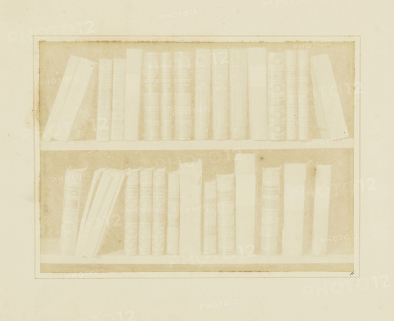 A Scene in a Library; William Henry Fox Talbot, English, 1800 - 1877, Reading, England; 1844; Salted paper print; 13.1 × 17.8
