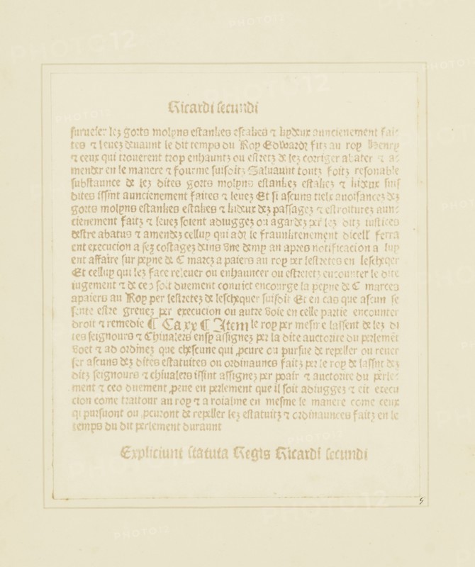 Fac-smilie of an Old Printed Page; William Henry Fox Talbot, English, 1800 - 1877, Reading, England; 1844; Salted paper print