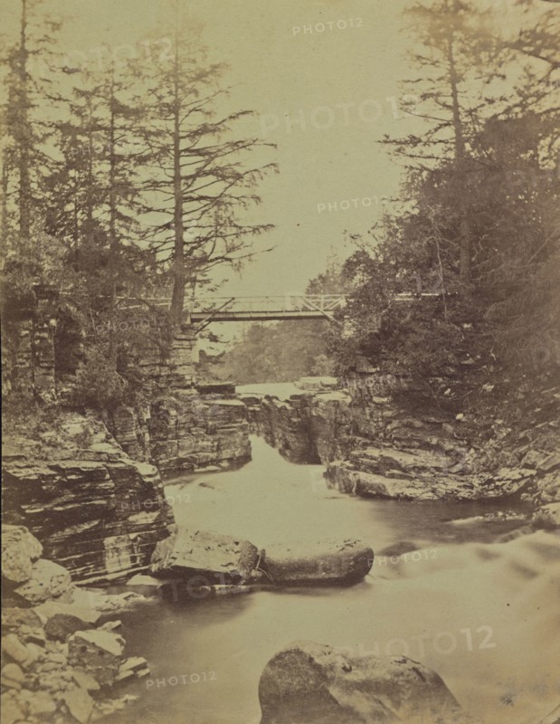 Bridge over stream; Possibly George Washington Wilson, Scottish, 1823 - 1893, Scotland; 1860s; Albumen silver print